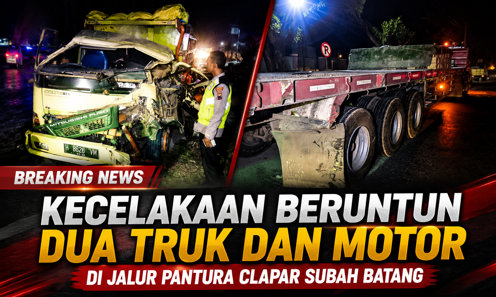 Kecelakaan di Clapar Subah Libatkan Dua Truk