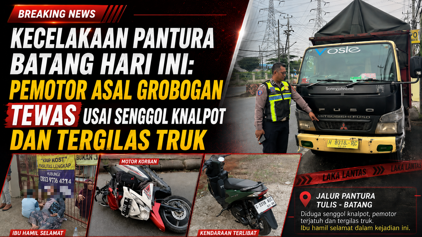 Kecelakaan Pantura Batang, Pemotor Tewas