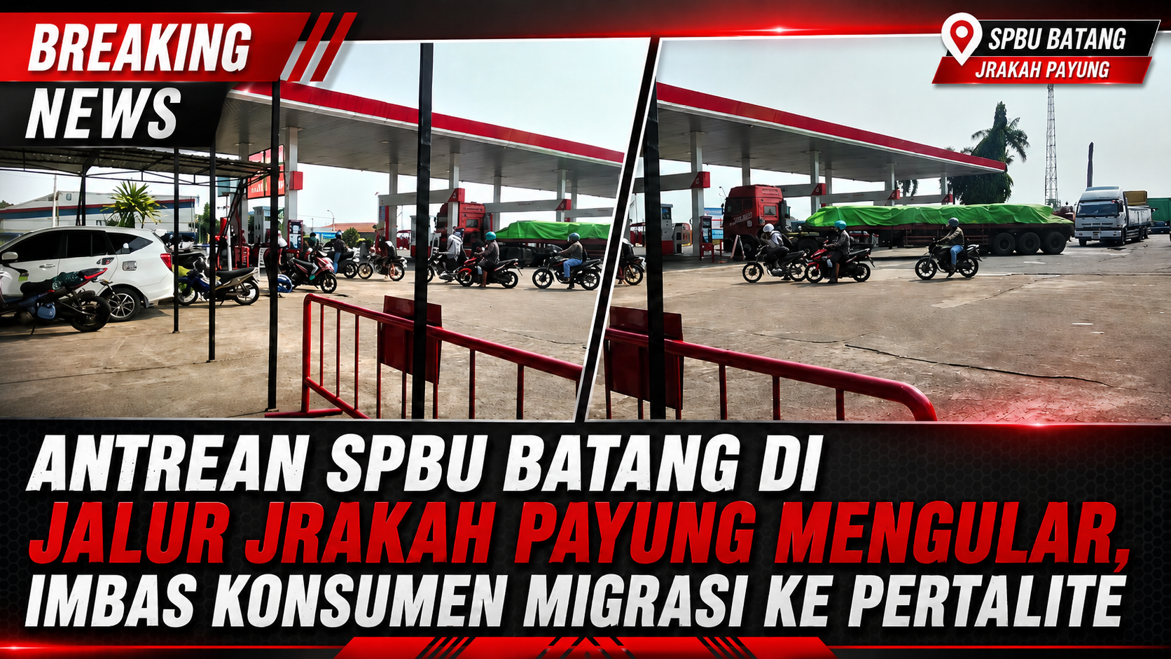 Antrean SPBU Batang di Jrakah Payung Mengular